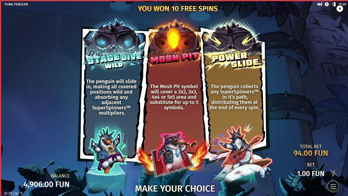 Tampilan visual slot Punk Penguin dengan elemen punk rock dan penguin yang ikonik.